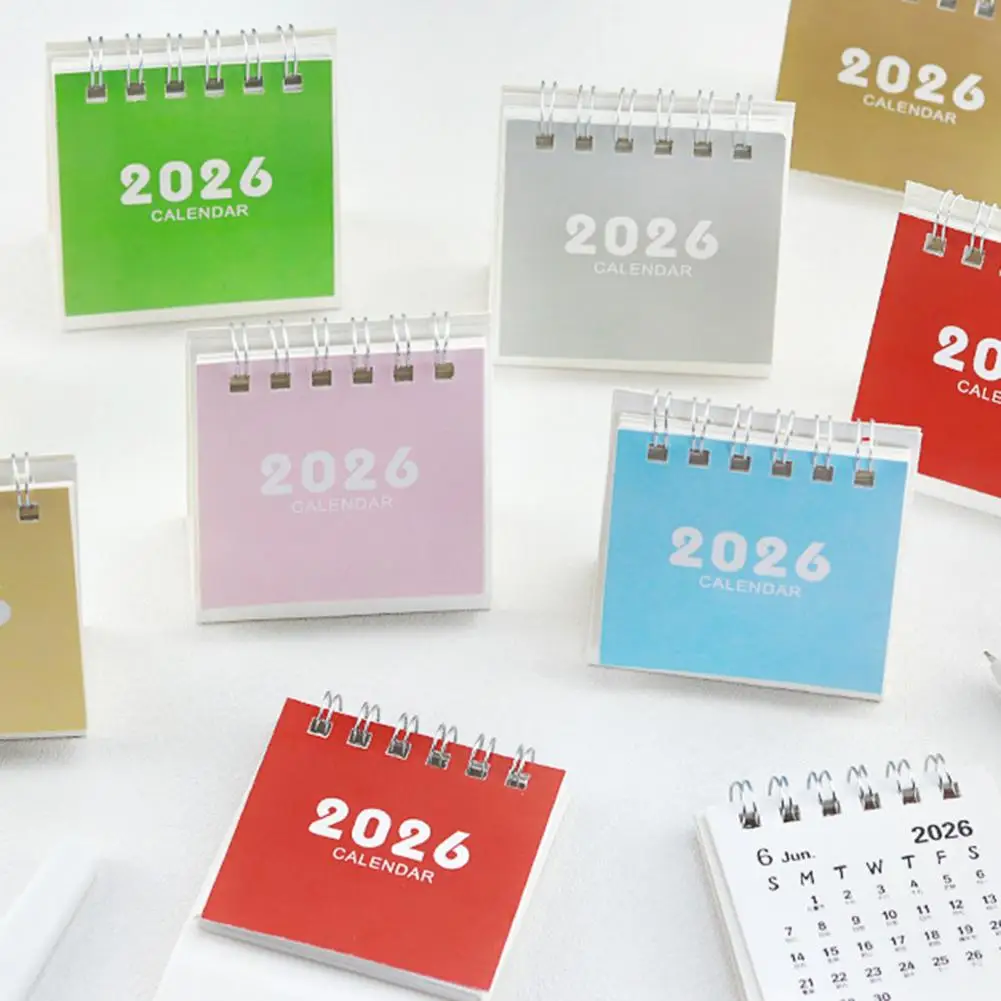 Layout Calendar 2026 Desk Calendar 2026 Mini Desktop Calendar with Cute Cartoon Design Spiral Small Planner Notebook for Office