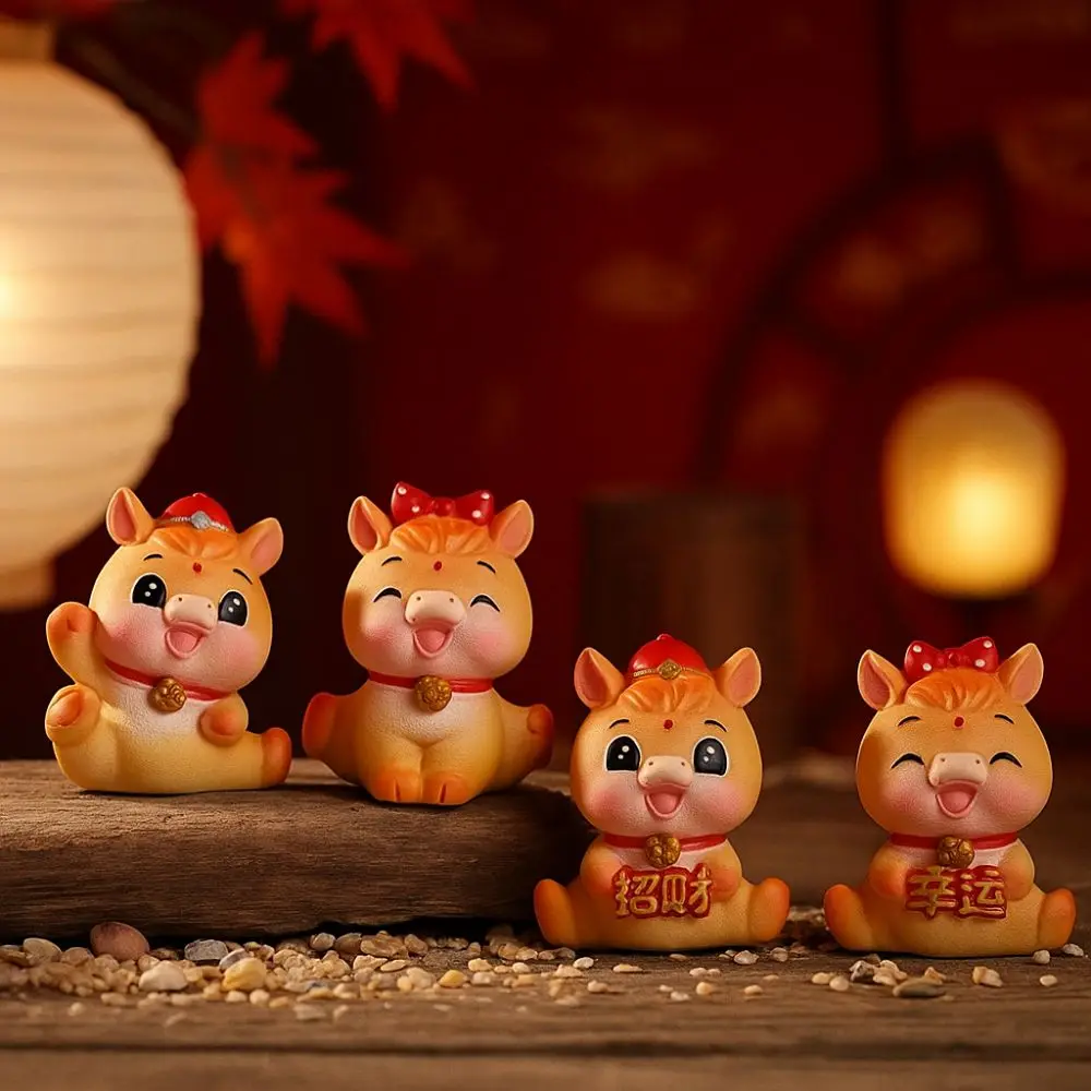 الراتنج 2026 الحصان العام التماثيل سنة الحصان نابض بالحياة زودياك الحصان التميمة الصينية الزخرفية مصغرة الحصان أرقام #4