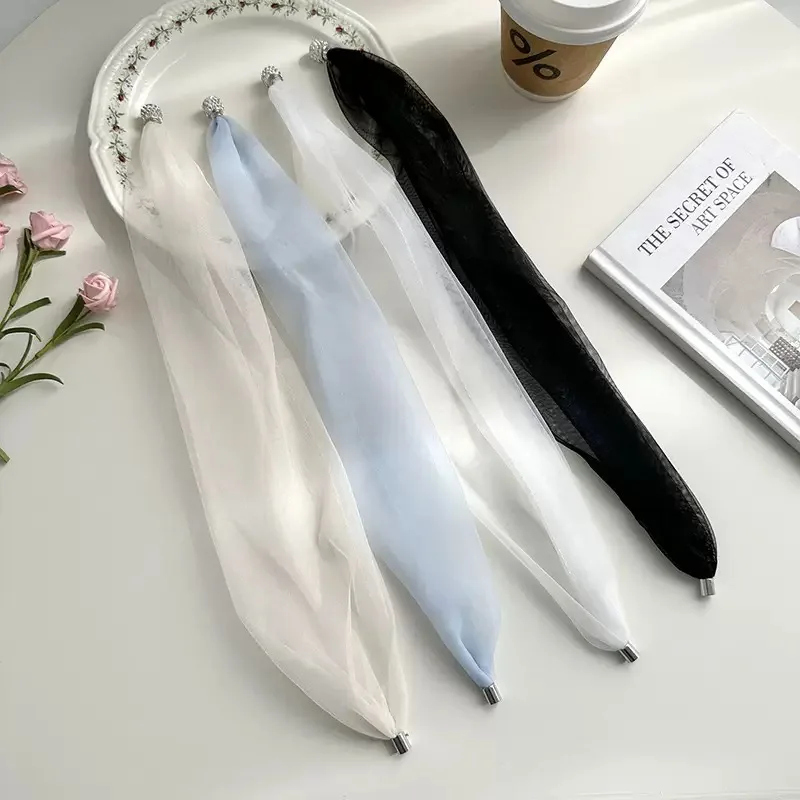 Summer Women's Lace Scarf Mesh Breathable Magnetic Buckle Small Scarf Neck Decorative Scarves Clothing Accessories image 2