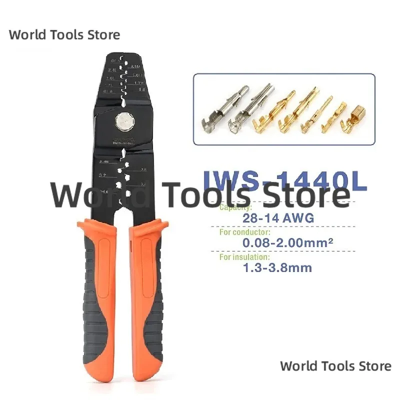 IWS-1440L Multi-Function Automotive Connector Male and Female Dupont Pin Crimping Pliers,Wiring Harness Terminal Plug Hand Tool