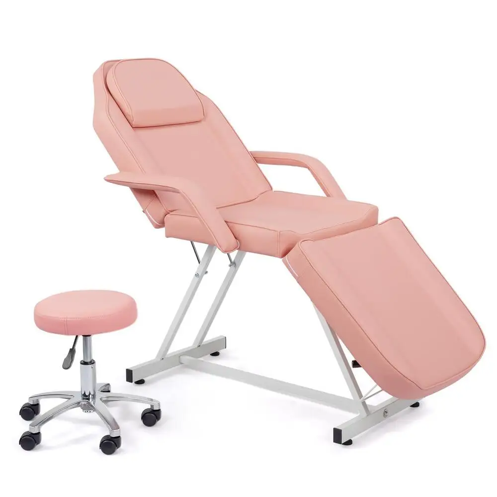 Mesa de masaje ajustable para tatuaje y pedicura, cama de masaje Facial, taburete w