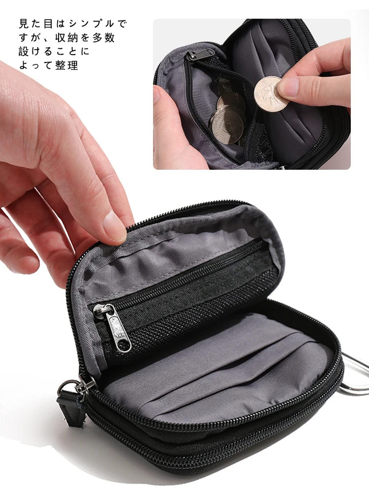 Cartera informal de estilo japonés para hombre, bolsa pequeña impermeable, organizador de llaves de diseñador, monedero para llaves