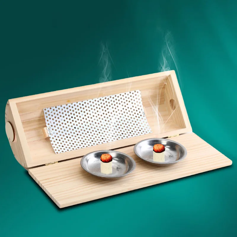 Wooden Cervical Pillow Moxibustion Burner Moxa Therapy Relieve Neck Pain Treat Cervical Spondylosis Warm Waist Leg Massage