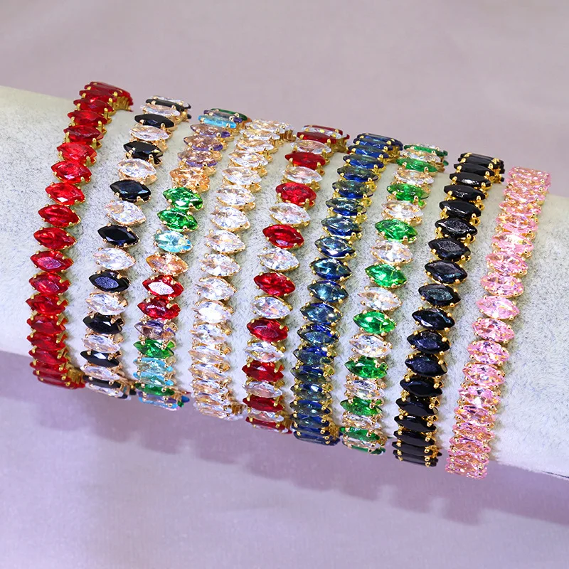

Color Zirconia Zirconia Stainless Steel European And American Fashion Adjustable Elastic Steel Wire Bracelet