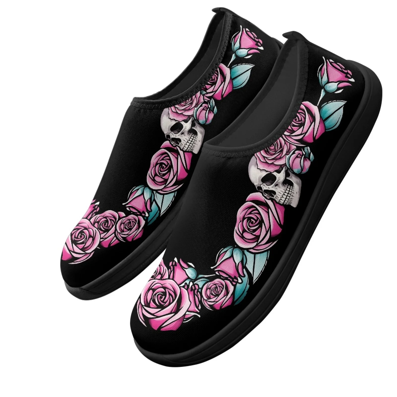 PENSTROLL Non Slip House Shoes Comfort Casual Shoes for Summer Men Skull Pink Rose