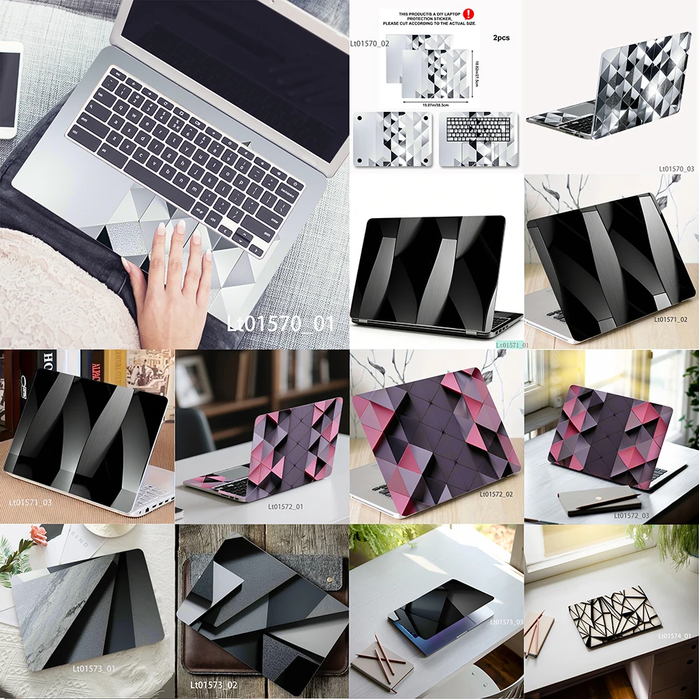 3D Faceted Geometric Laptop Skin Sticker, Waterproof Vinyl Decal for 12-17 inch MacBook HP Lenovo Dell Notebook