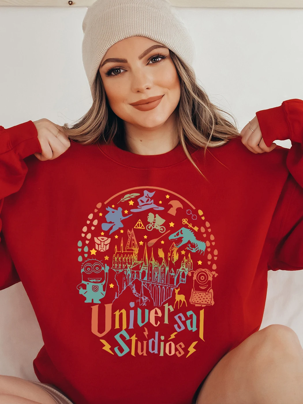 Unisex Vintage Universal Studios Vacation Christmas Gift Women Y2K Loose Pullovers Comfort Funny Fall Sweatshirt Streetwear