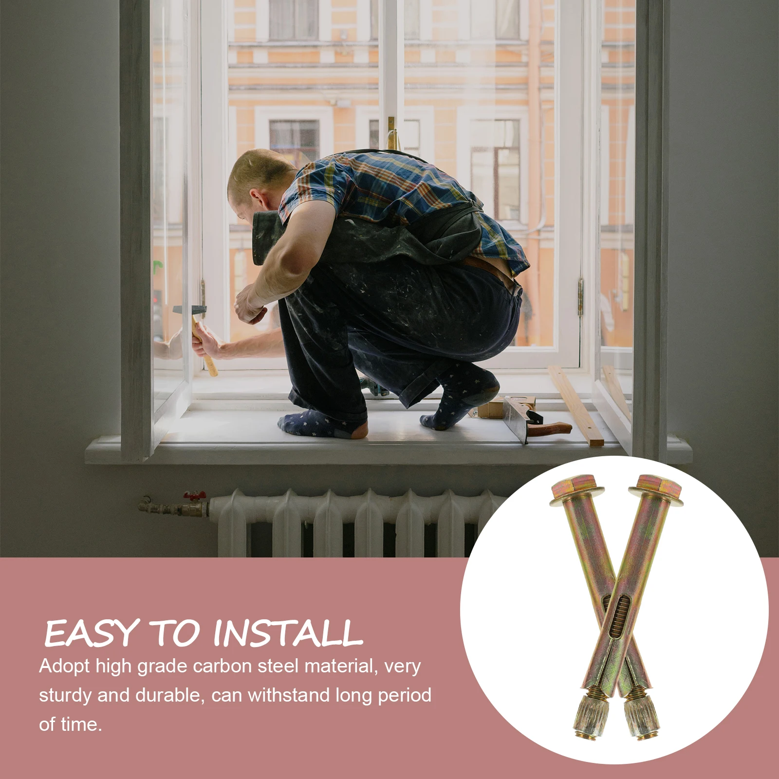 

10Pcs Concrete Anchor M8x80 Carbon Steel Knurled Expansion Bolt Sleeve Kit for Heavy Duty Fixing Air Conditioner Water Heater