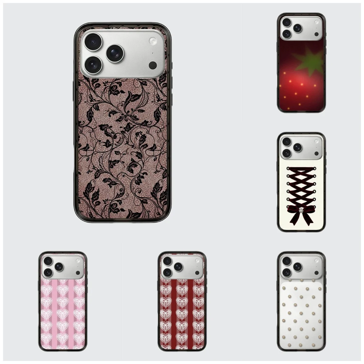 

Strawberry Heart Compact Acrylic Border Magnetic Phone Cover for IPhone 13 14 15 16 17 Pro Max Case for IPhone 17Pro