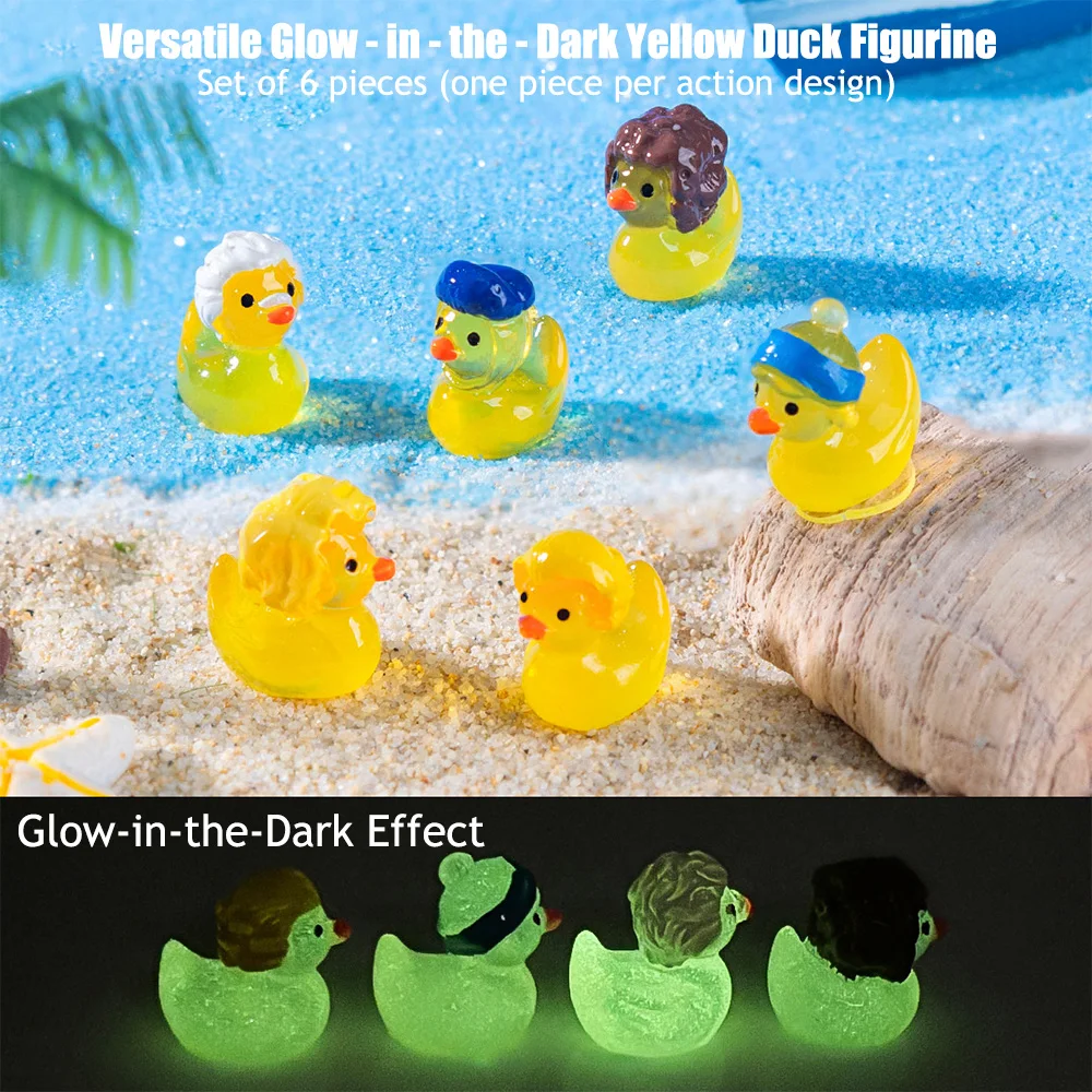 

Glow in The Dark Duck Figurine Set Multi-Style Car Desk Decor Stress Relief Office Ornament Creative Light-Up Toy Fun Desktop