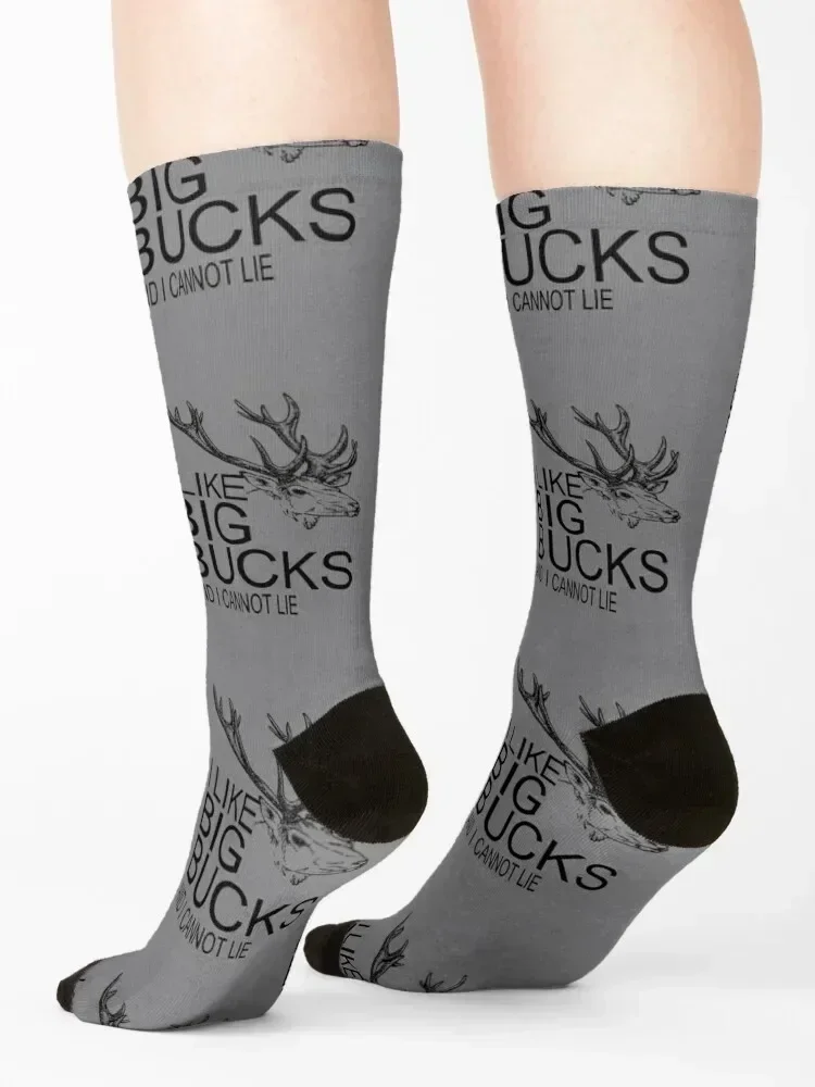 Ich mag Big Bucks und ich kann nicht liegen Deer Hunter Lustige Jagd im Freien Jagdsaison Hirschsaison Socken Hiphop Herrensocken Damen