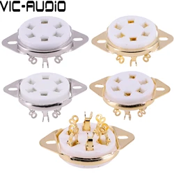 6Pin Tube Socket GZC6-2 Ceramic Gold Plated For VT57 VT58 6D6 RK49 6C6 WE310 310A Vacuum Tube Socket Amplifier HIFI DIY