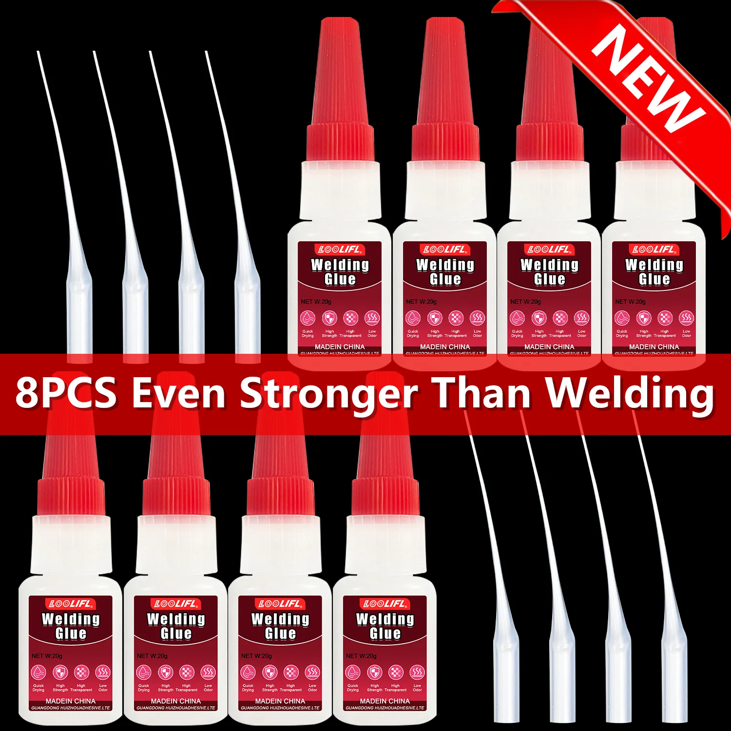 

LOOLIFL 1-8 шт. суперклей, прозрачный, сильный, быстросохнущий цианоакрилатный клей, подходит для дерева, резины, кожи, пластика, для рукоделия