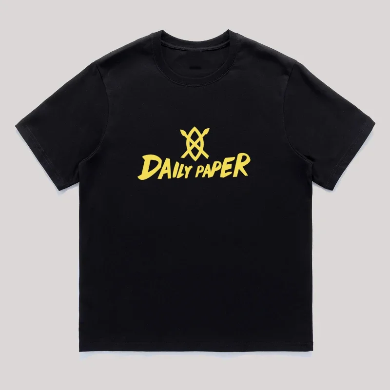 DAILY PAPER Tops Yellow Letter Logo Printing Men Women All-match Tee Limit Custom Oversize Daily Paper Short Sleeve T-shirt