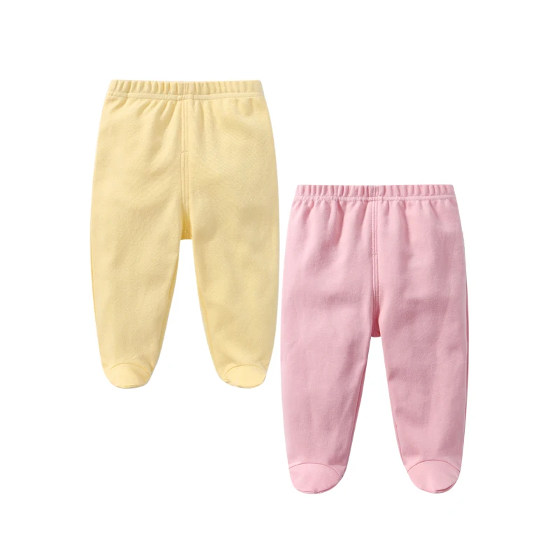 Pantalones de algodón para bebé recién nacido, conjunto de 2 piezas, cintura elástica, unicolor, 0-12 meses