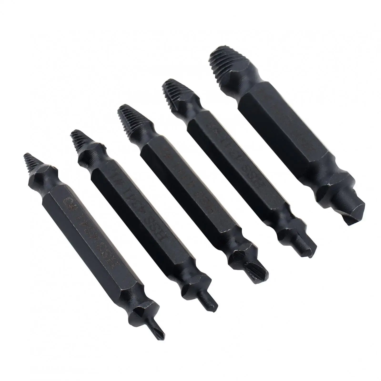 Imagem -03 - Kit Extrator de Parafuso Danificado Hss Feito Aço de Alta Velocidade Ferramenta Removedor de Parafuso Quebrado para Parafusos Porcas Parafusos 4341 Pcs