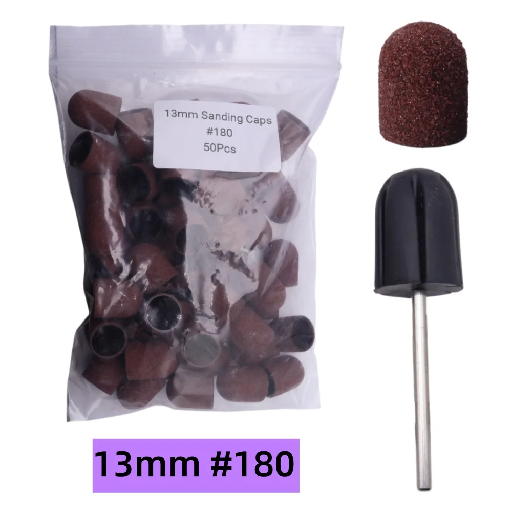 50 Stück Schleifkappen mit Dorn – Nagelbohrer-Hülsen-Set für Maniküre, Pediküre und Hornhaut