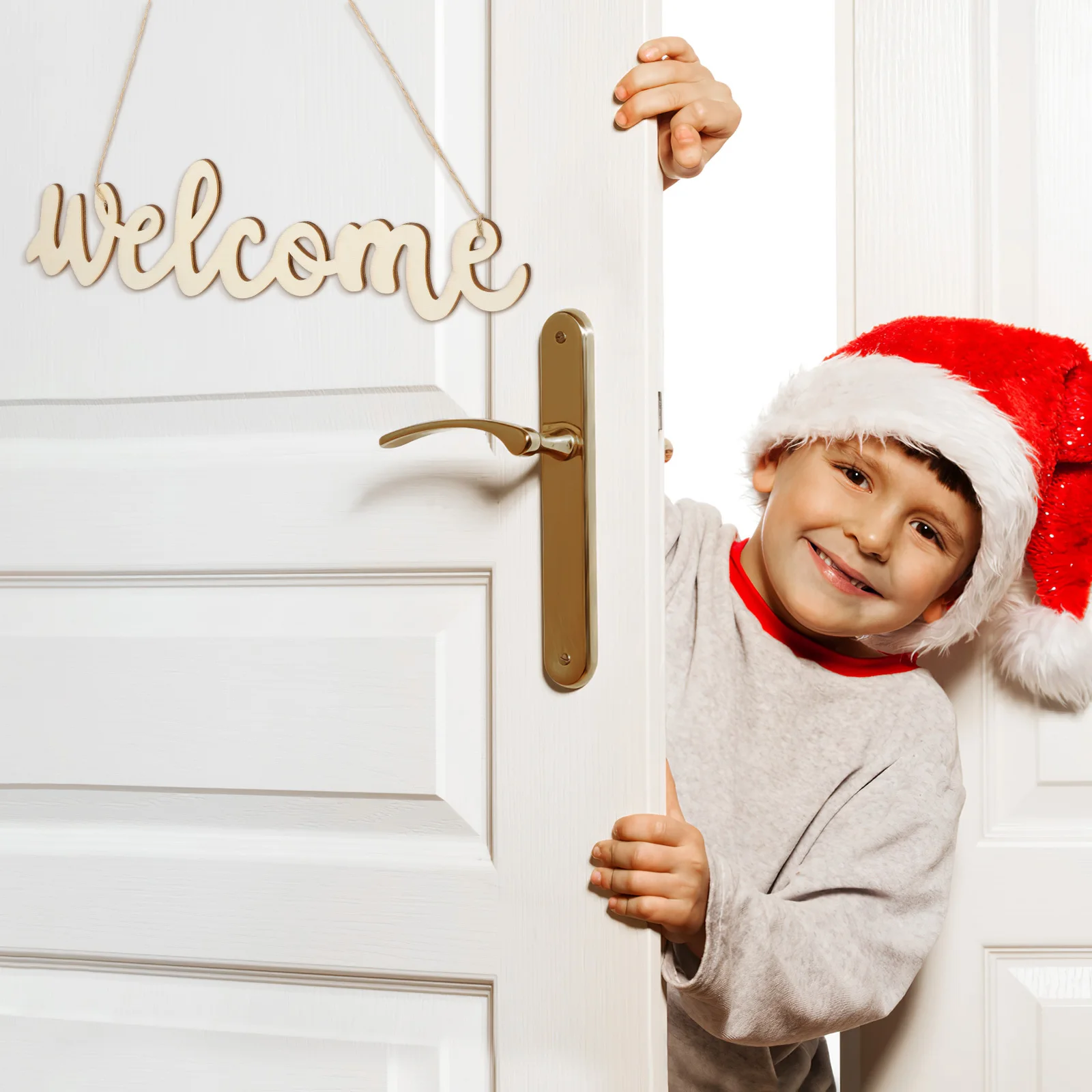 

5 Wooden Signs Hanging Ropes Front Door Decor Store Hotel Home Office Welcome Cutout Sign Cafe Fall Decor