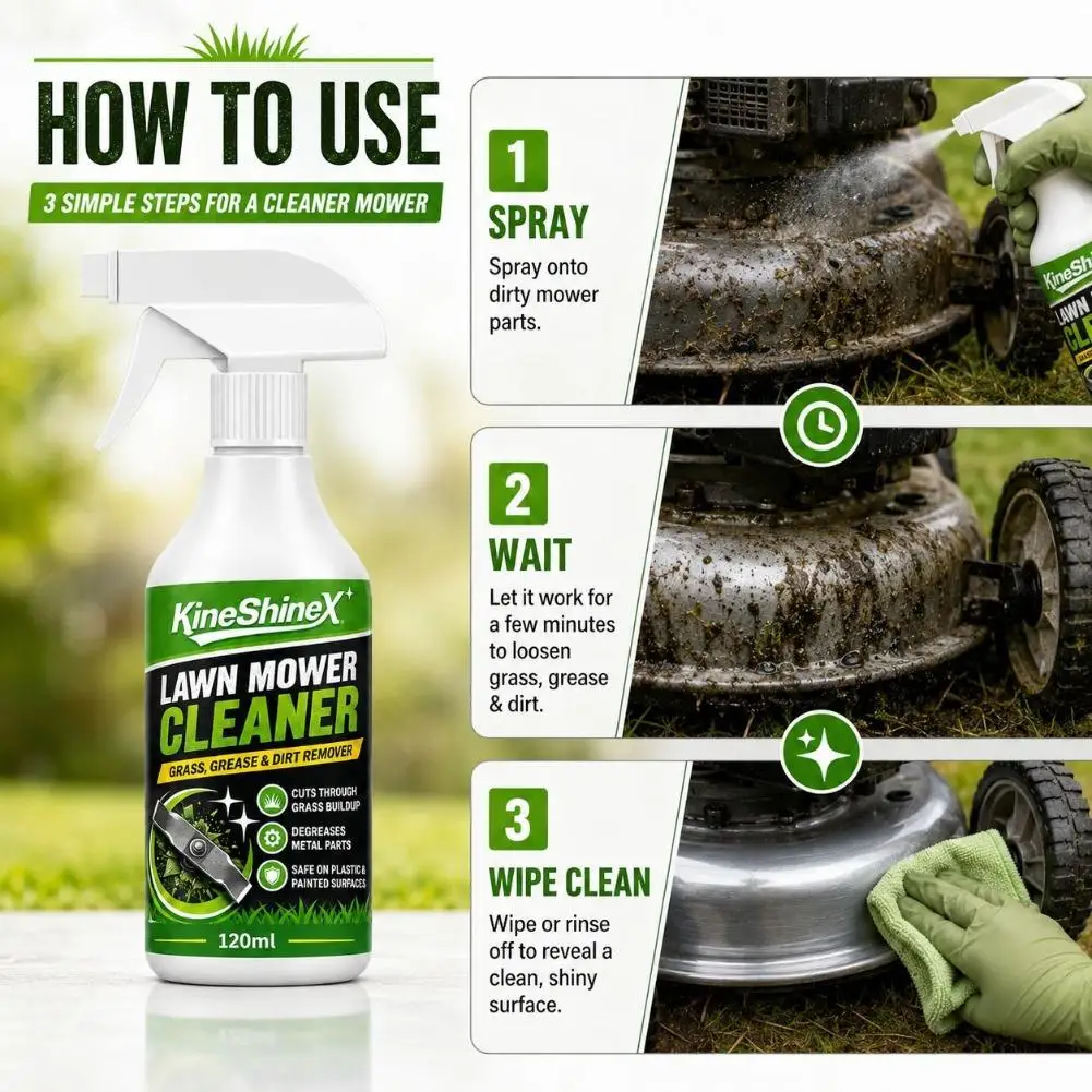 Lawn Mower Cleaner Foaming Spray 120ml Concentrated Grass Stain Remover Portable Foam Cleaner for Lawn Mower Deck Wheels