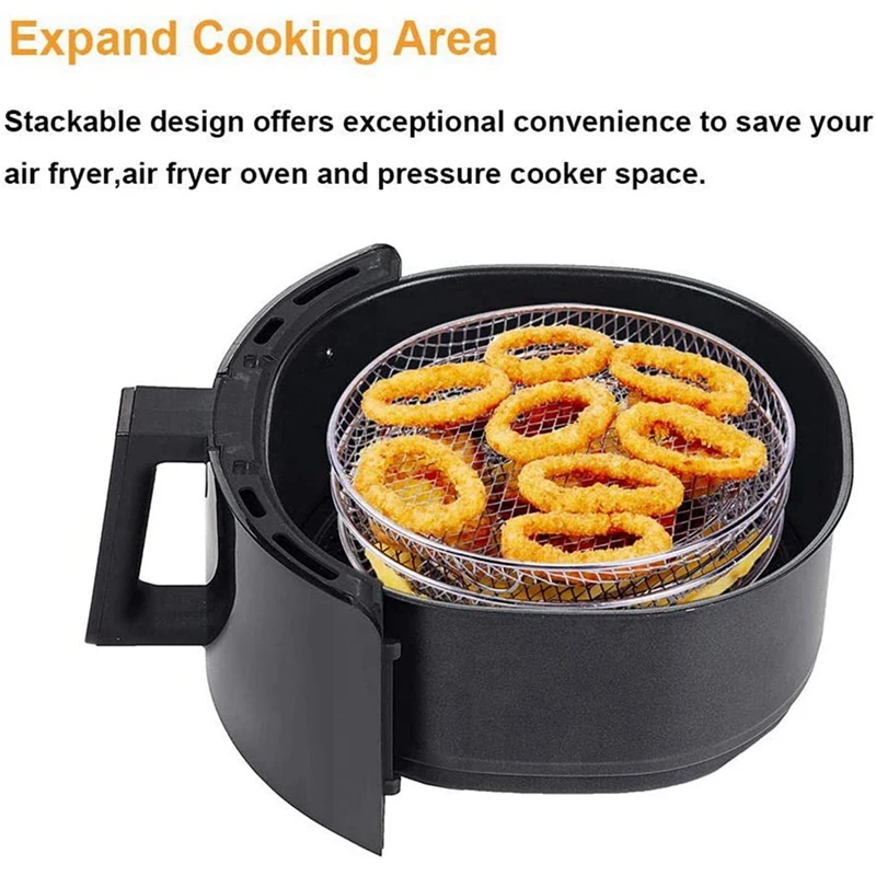 3X Air Fryer Three Stackable Dehydrator Racks For Gowise  Ninja Stainless Steel Air Fryer Rack Fit All 4.2-5.8QT