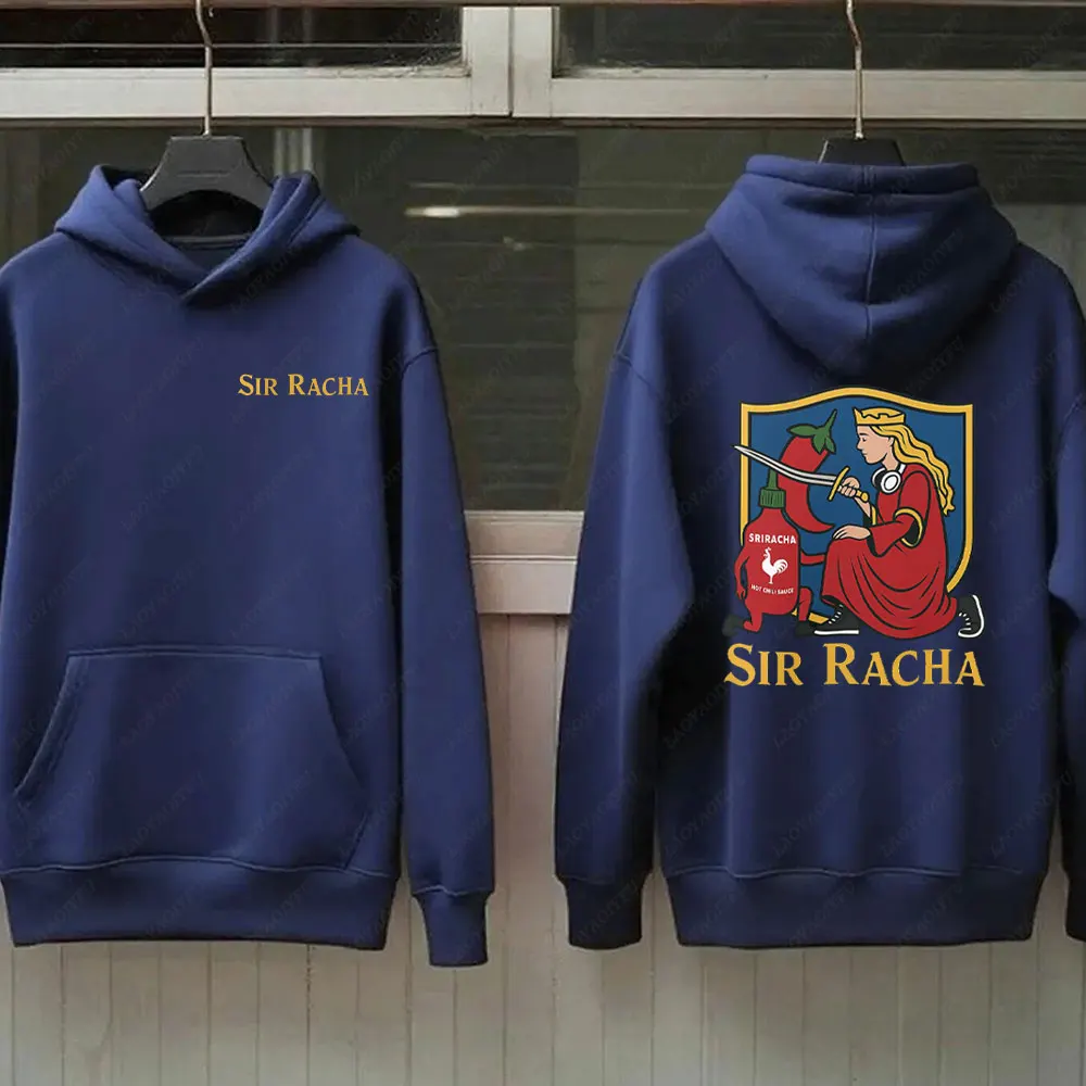 Sir Racha homme femme 2 faces sweats à capuche Sri Racha Art médiéval pull Sriracha Fan Merch rétro médiéval graphique sweat à capuche