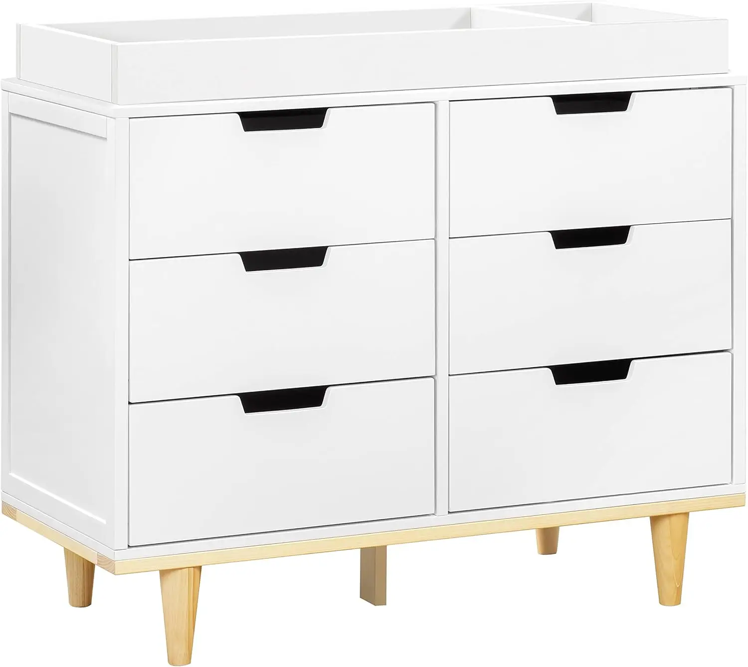 Commode double Marley 6-MELDouble, finition blanche et pieds naturels