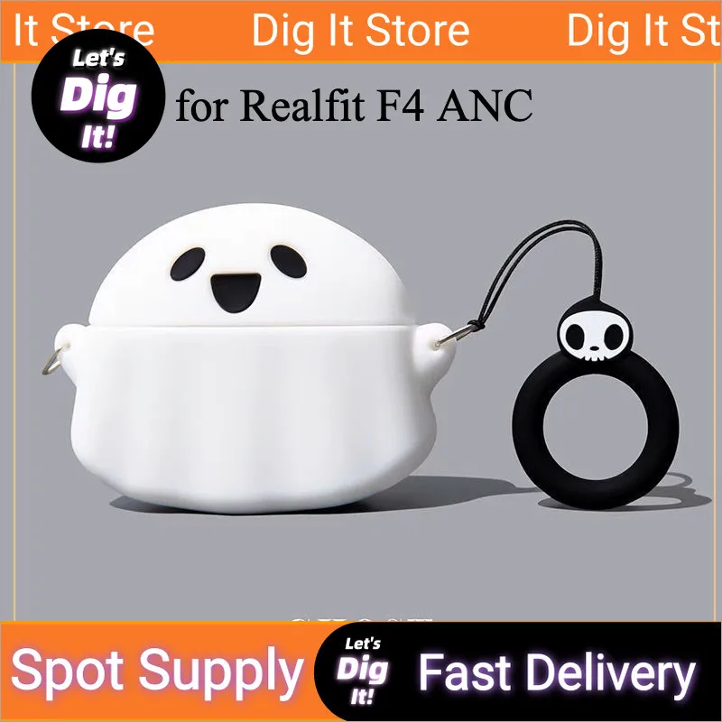 

3D Cute Luminous Ghost Suitable for Realfit F4 ANC Case Wireless Earphone Protective Case Silicone Soft Case Cartoon
