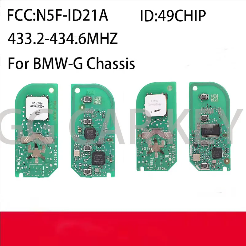 

Оригинальная плата GG CAR PCB FCC:N5F-ID21A 433.2-434.6MHZ ID:49CHIP Smart Key для BMW-G Chassis 5 6 7 X3 X5 X7 G01 G02 G08 G30 G31 G32