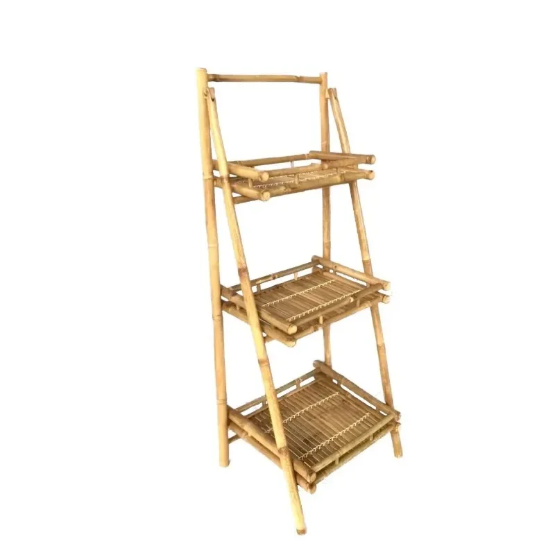

Bamboo Foldable Shelf Standing Wooden Storage Shelf