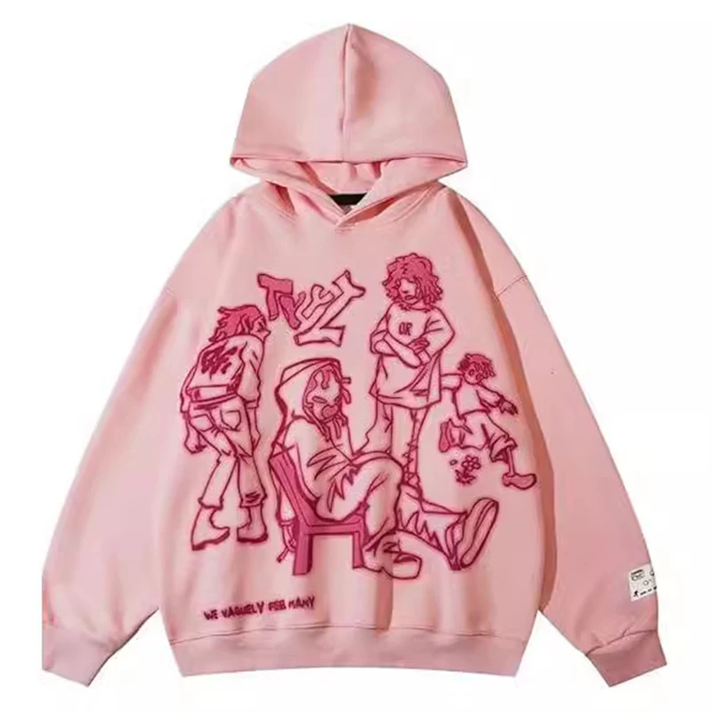 American cartoon character printed hooded sweatshirt for both men women in street fashion loose autumn winter pullover hoodie