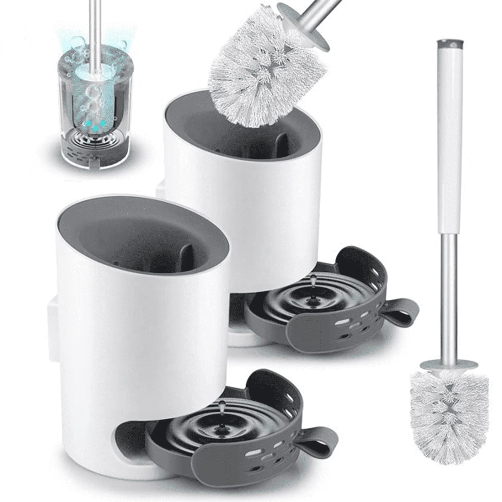 

Toilet Brush and Holder Caddy Plunger Set 2 Pack Toilet Bowl Brush for Bathroom Scrubber Taking Up Minimal Space