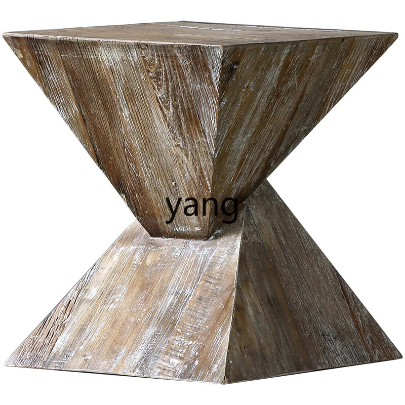 

LMM wabi-sabi sofa small side table American retro solid wood small table industrial corner table