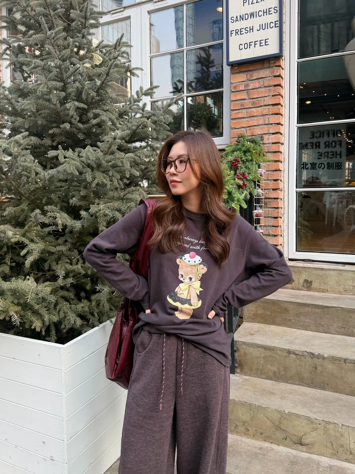 

Женская повседневная футболка свободного кроя с длинным рукавом и принтом медведя, из хлопка, с круглым вырезом, зимняя коллекция Acrab