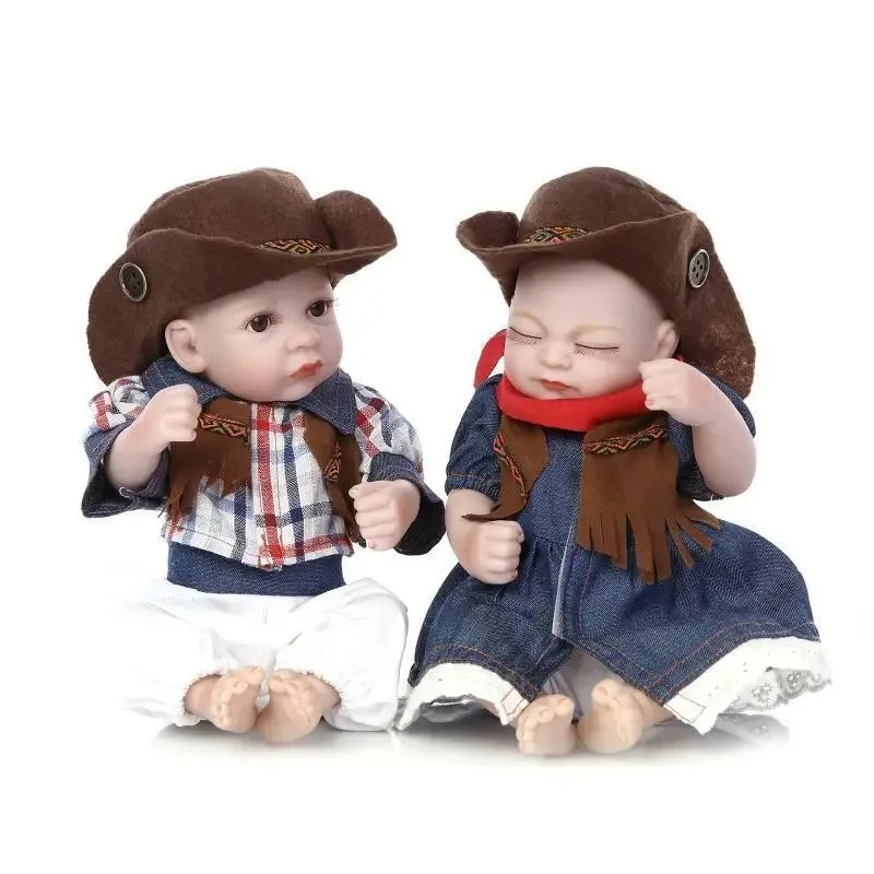 2PCS Twins Handmade Newborn Baby 11'' /27cm Vinyl Soft Silicone Reborn Real Doll Girl Toys For Kids Toys For Girls