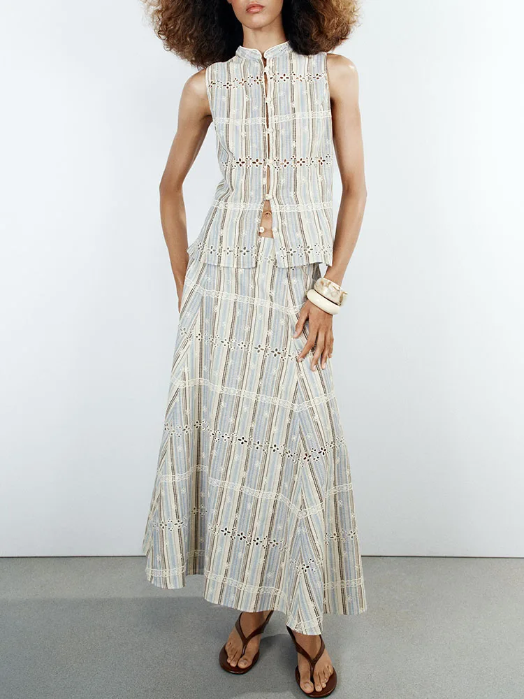 New 2026 Women's Sleeveless Print Top And Half Skirt Set round Neckline No Sleeve Fashionable Autumn Collection 8008809 330