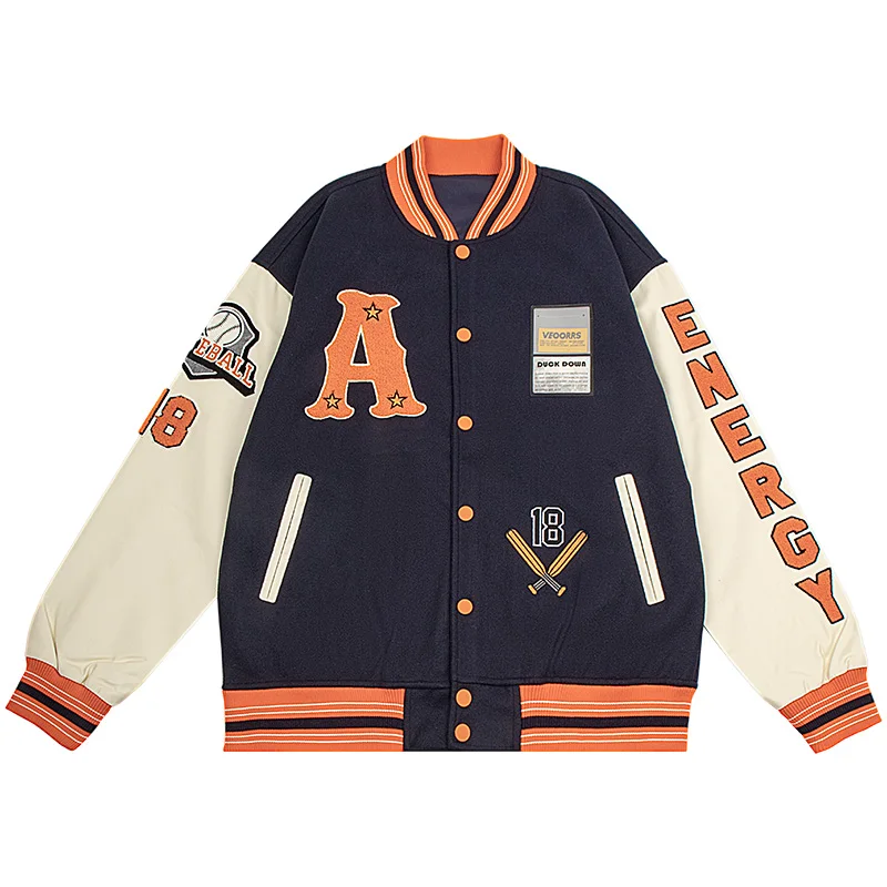 

Men's Bomber Jacket Windbreaker Baseball Badges Varsity Sport Outwear Jacket Active Lifestyle Autumn/Winter Motorcycle Jacket