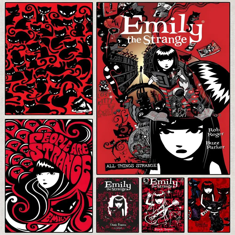 Character Emily The Strange Gothic Poster PP Wall Art Print Removable Water-Resistant Home Decor for Bedroom Apartment Gift