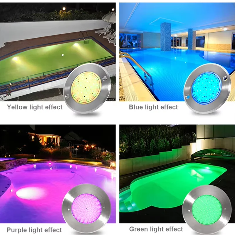 RGB Pool Projector LED 6W 12W 18W 24W 35W Tuya WIFI APP Stainless Steel Resin Filled Waterproof IP68 Flat Surface Mounted