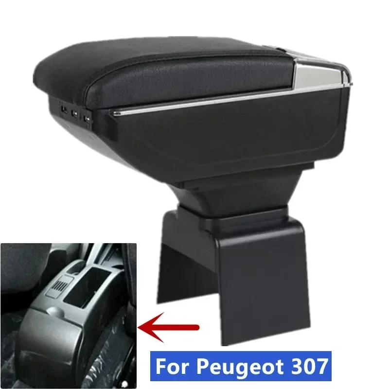 NEW For Peugeot 307 Armrest box For Peugeot 307 CC Convertible Car Armrest box Central Storage Retrofit with USB Car Accessories