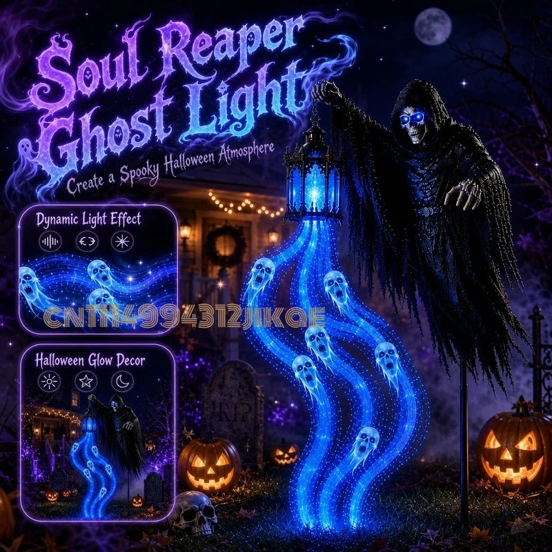 Halloween Soul Harvester Animated Garden Light with Glowing Ghost,Halloween Soul Harvester Animated Garden Light