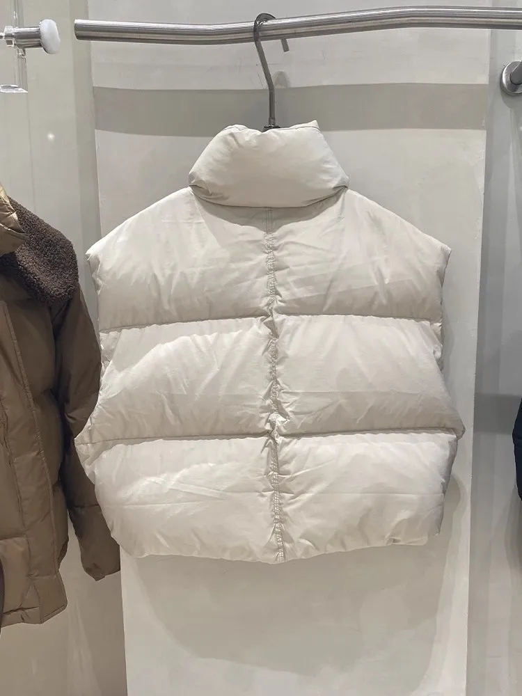 Figohr Damen Daunen Baumwoll jacke Weste einfach passende ärmellose Weste Jacke mit Taschen feste Weste 2024 Herbst Wintermantel