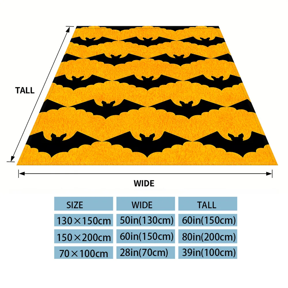 Orange- Bats Flannel Luxury Blanket, Lightweight And Comfortable Woolen Blanket, Ultra-Fine Fiber
