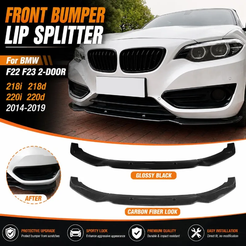 

For BMW F22 F23 218i 218d 220i 220d 2-Door 2014-2019 Front Bumper Lip Splitter Diffuser Bodykits Tuning Guard Protector Autopart