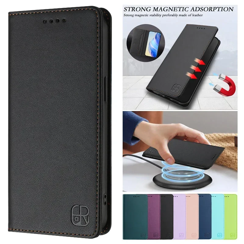 Funda For MOTO G54 Strong Magnetic Flip Cover For MotorolaG54 Power Moto G84 G04 G24 G14 E14 Anti-theft Brush Leather Phone Case