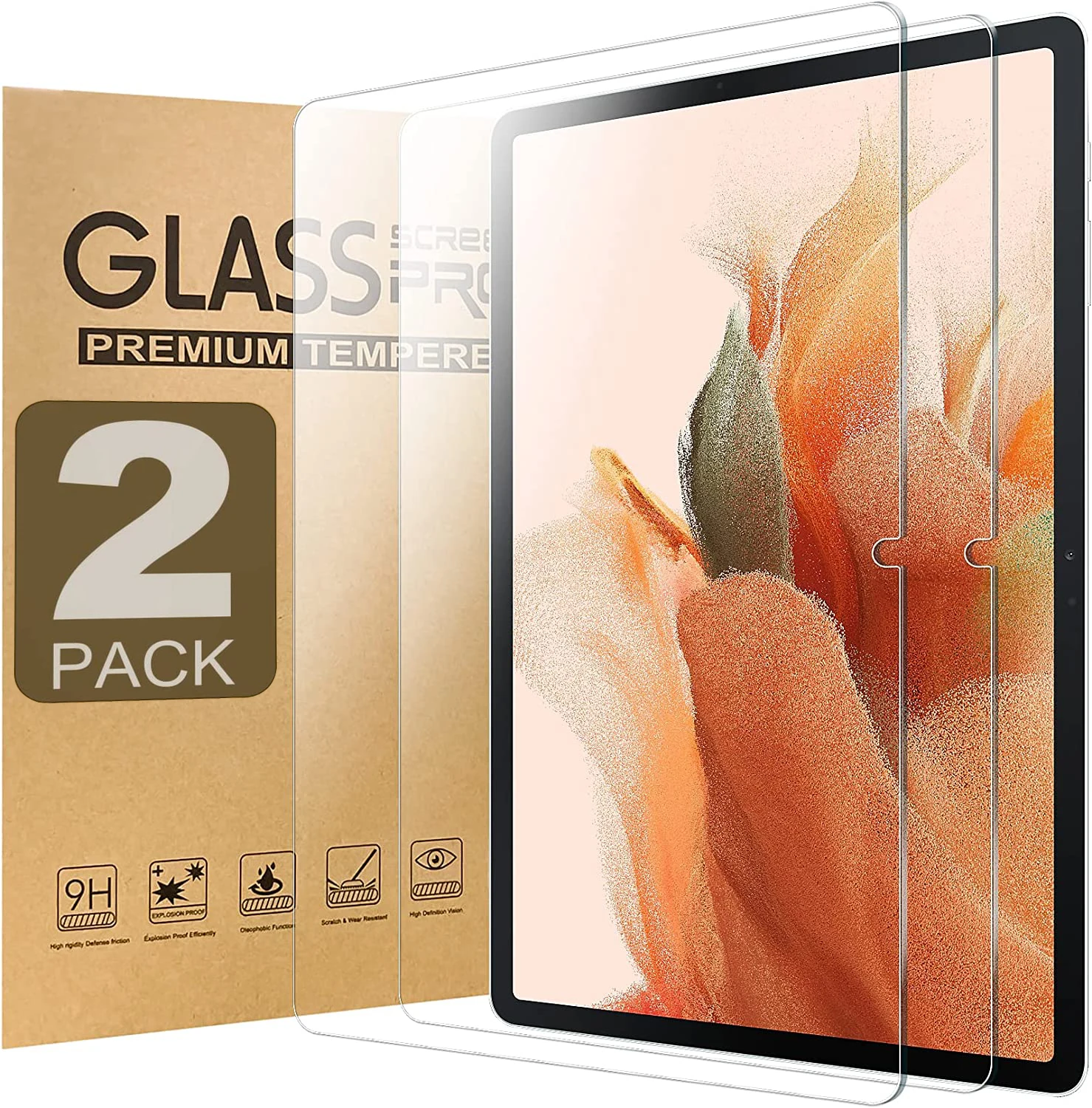 2 szt. Szkło hartowane na ekran do Samsung Galaxy S7 FE 12.4 ''2021 s7fe SM-T730 SM-T735 SM-T736B przezroczysta folia na Tablet HD