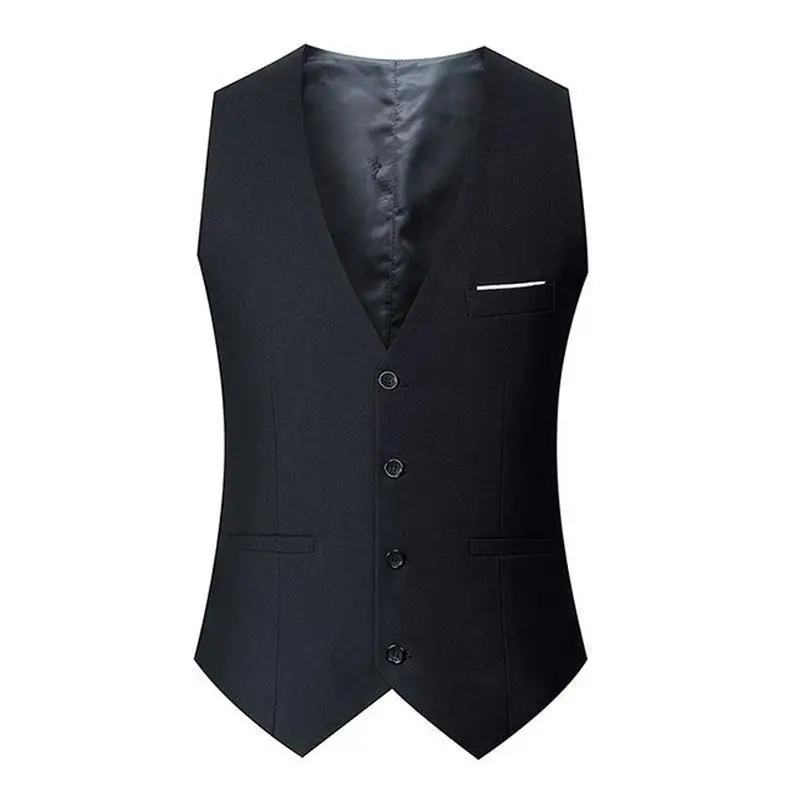 Gilet de costume pour Homme, coupe cintrée, noir, gris, bleu marine, décontracté, Business, simple boutonnage, formel