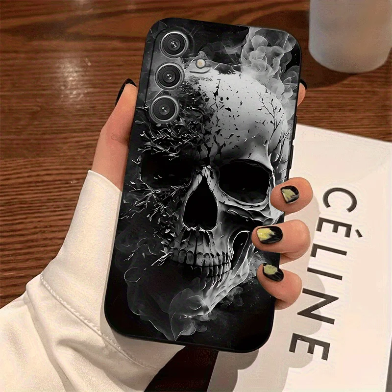 Handyhülle mit Totenkopf-Porträt-Druck, geeignet für Samsung Galaxy S26 S25 S24 S23 S22 S20 FE/Ultra/Plus, stoßfeste Rückseite