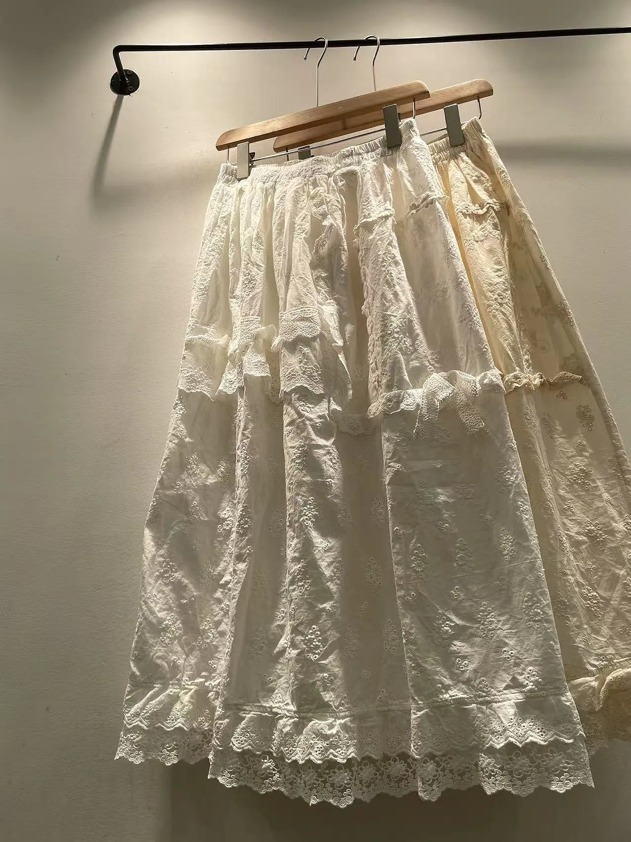 

Loose Pure Cotton Midi Skirt Women's Summer 2025 Lace Trim High Waist A-Line Skirt Breathable Comfortable Fit for Young Women