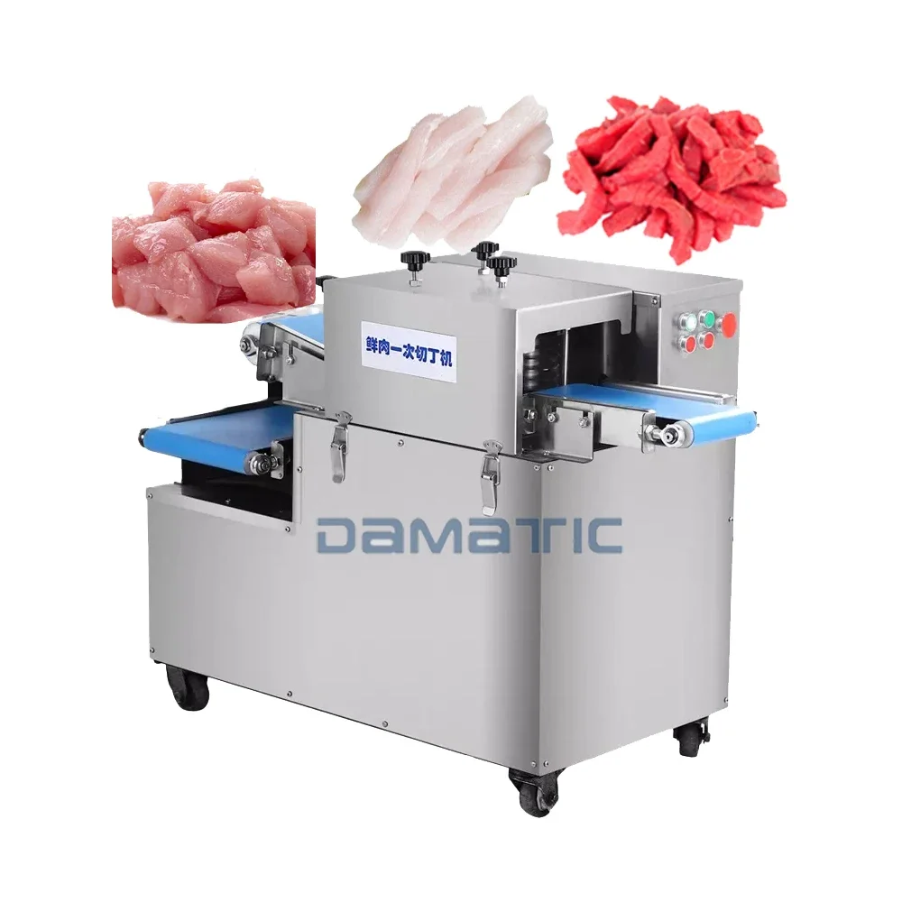 DAMATIC Three-Dimensional Automatic Meat Dicing Machine/Fresh Boneless Chicken Meat Fish Strip Cube Cutting Machine