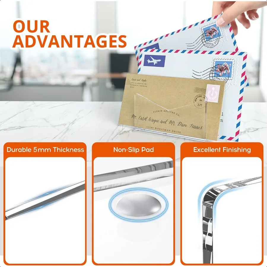 Richboom акриловый держатель для почты, держатель для конвертов для настольной столешницы, держатель для писем для домашнего офиса, школы, 1 секция, прозрачный